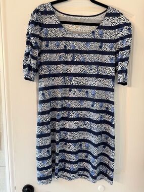 Lily Pulitzer Navy and White Striped Cotton Knit Tee Dress